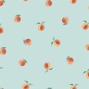 small-scale watercolour peach pattern on baby blue