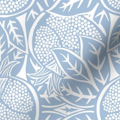 Pomegranate Block Print - Sky Blue - Large repeat