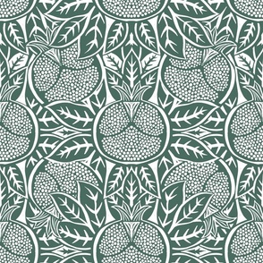 Pomegranate Block Print - in Pine Green