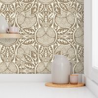 Pomegranate Block Print - in neutral Mushroom taupe - 18 inch repeat