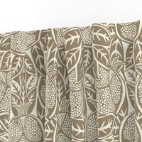 Pomegranate Block Print - in neutral Mushroom taupe - 18 inch repeat