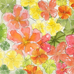 Crazy for Nasturtiums_Tea Towel/Wall Hanging