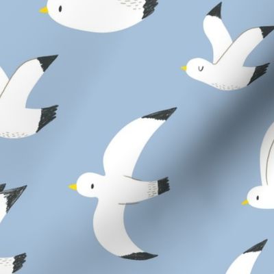 Seagulls in flight 12"