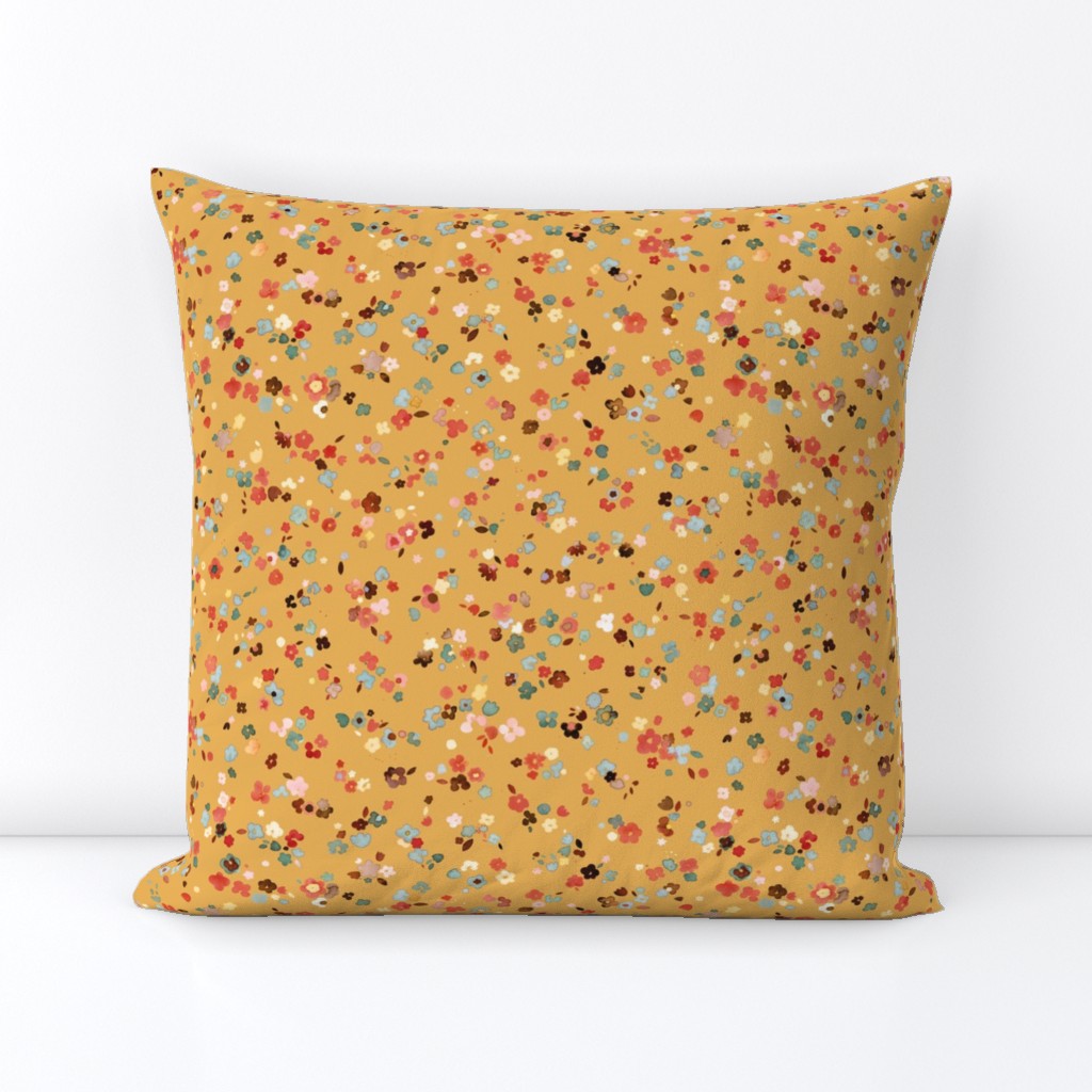 Ditsy floral - Nursery ditsy floral - Mustard yellow - Small ditsy floral