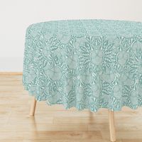 Pomegranate Block Print - in aqua green