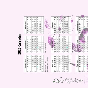 2022 Tea towel Calendar - Magenta Garden