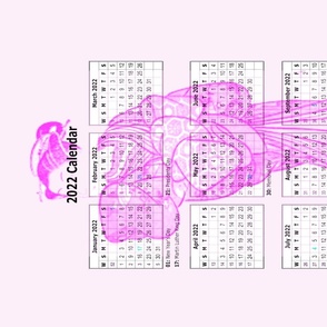 2022 Tea towel Calendar - Magenta Kimono