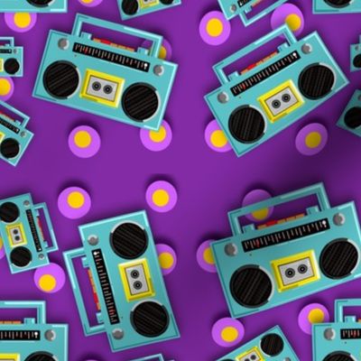 Boom Boxes On Purple 