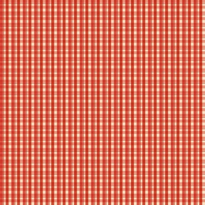 Small Scale Red Russet Gingham Plaid Check