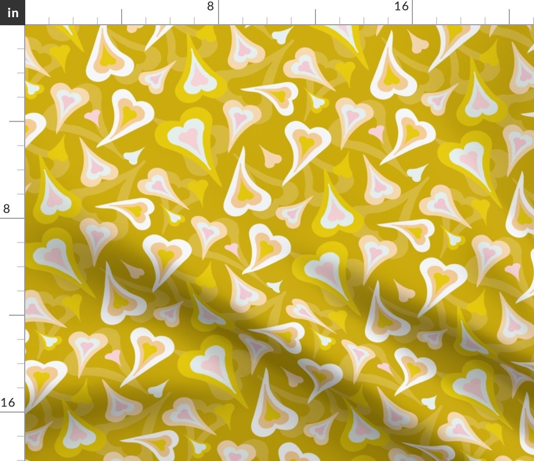 Retro hearts mustard yellow by Jac Slade