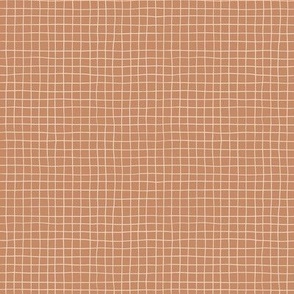 Simple White grid on caramel brown