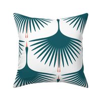 Art Deco Swans - 12" - Teal, White, Coral