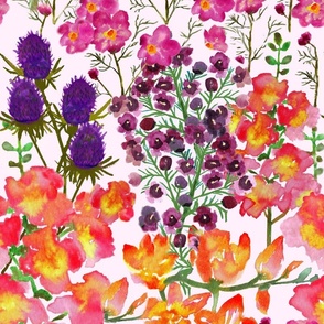 Watercolor Gladiolus Orchids Cosmos Thistle Overload