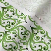 Tiny Green and White Damask