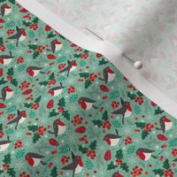 Christmas birds in snow mint (extra micro)