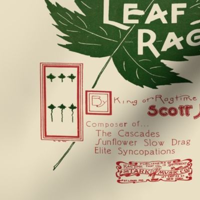 maple leaf rag - original music cover page, 12" panel on beige