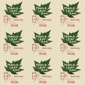 maple leaf rag - original music cover page, 6" panel on beige