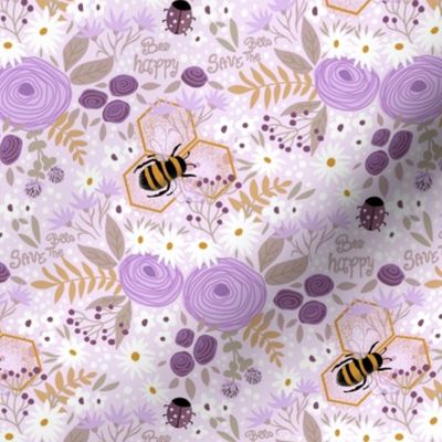 happy bee purple lavender