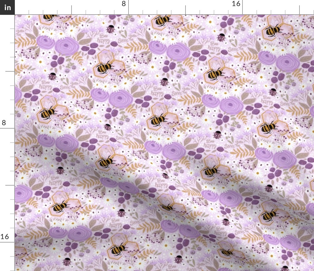 happy bee purple lavender