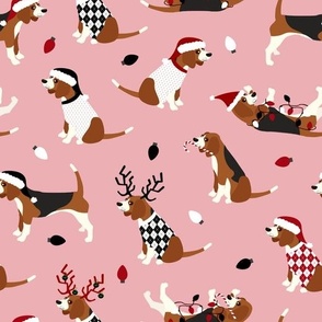 Beagle Christmas Pink