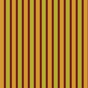 Dusty Earth Stripes (#9) - Narrow Ribbons of Dusty Dark Brown with Sweet Caramel and Dusty Chartreuse