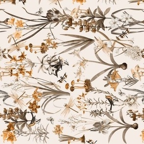 Dragonfly Garden Sepia Peach // Small Rotated