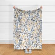 Cosy - blue brown watercolor floral large