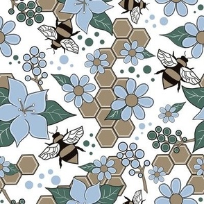 Calm Floral Bee Pattern
