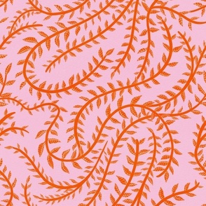 Orange Leaf Stripes in Candy Pink