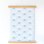 Serene Sunshine- Tranquil Blue Sun- Petal solids Coordinate Sky Blue. Pastel Blue Geometric Art Deco Wallpaper.