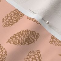 scattered spruce cones - caramel on peach