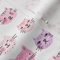 Watercolor Cats Pink and Lavender Small Scale