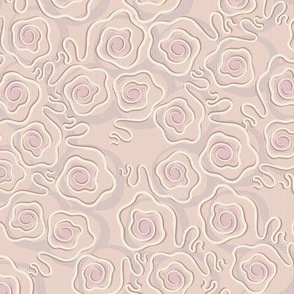 Abstract flowers, roses, cream on a cream background