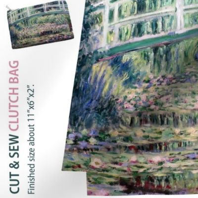 Claude Monet cut and sew clutch bag // The Japanese Footbridge and Roses