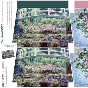Claude Monet The Japanese Footbridge and Roses, cut and sew clutch bag