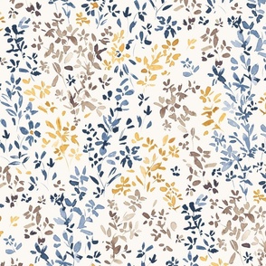 Cosy - blue brown watercolor floral medium