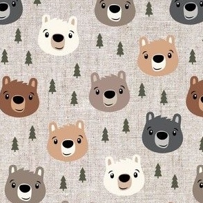 Woodland bears - bears and trees - beige - LAD21