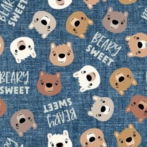 Beary Sweet - cute bears - valentines - stone blue - LAD21