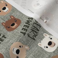 Beary Sweet - cute bears - valentines - sage - LAD21