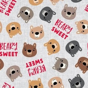 Beary Sweet - cute bears - valentines - red/grey - LAD21