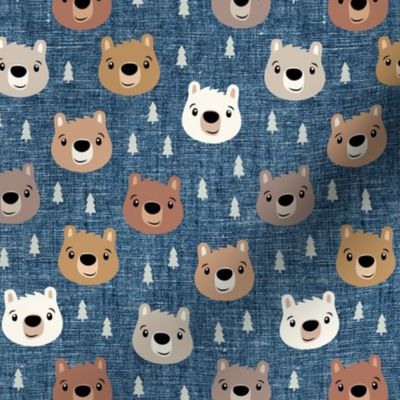 Woodland bears - bears and trees - stone blue - LAD21