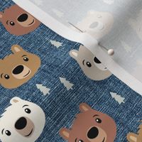 Woodland bears - bears and trees - stone blue - LAD21