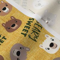 Beary Sweet - cute bears - valentines - mustard - LAD21