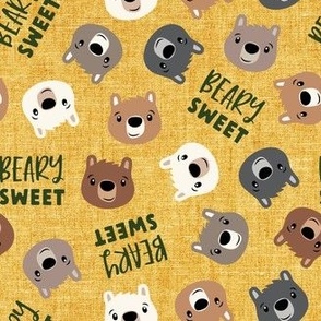 Beary Sweet - cute bears - valentines - mustard - LAD21