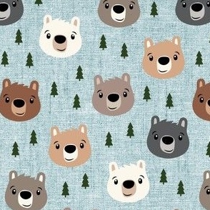 Woodland bears - bears and trees - light blue - LAD21