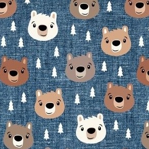 Woodland bears - bears and trees - blue - LAD21