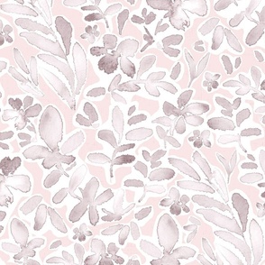 Dusty pink mono watercolor floral large