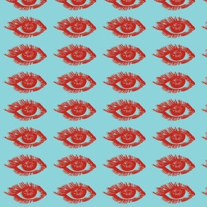 red eyes block print