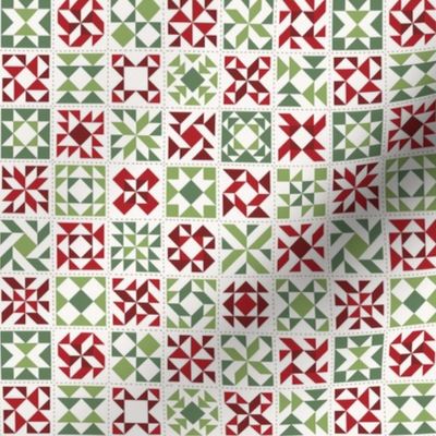 Quilting Blocks Patchwork Christmas Colors Red Green  Small Scale