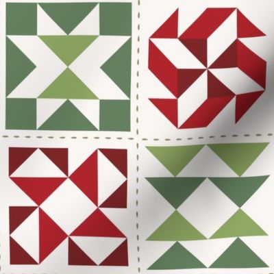 Quilting Blocks Patchwork Christmas Colors Red Green Large Scale